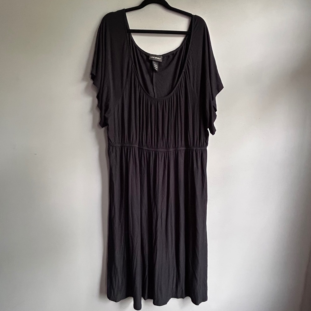 Lane‎ Bryant Women Black Dolman Sleeve Elastic Waist Dress Plus Size 18/20